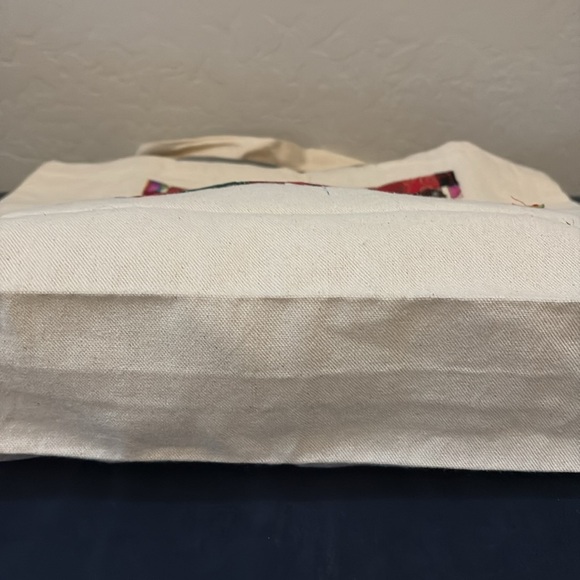 Hand Crafted Upcycled reusable tote, with quilted top 
18x16.5x3.5 - Picture 4 of 5